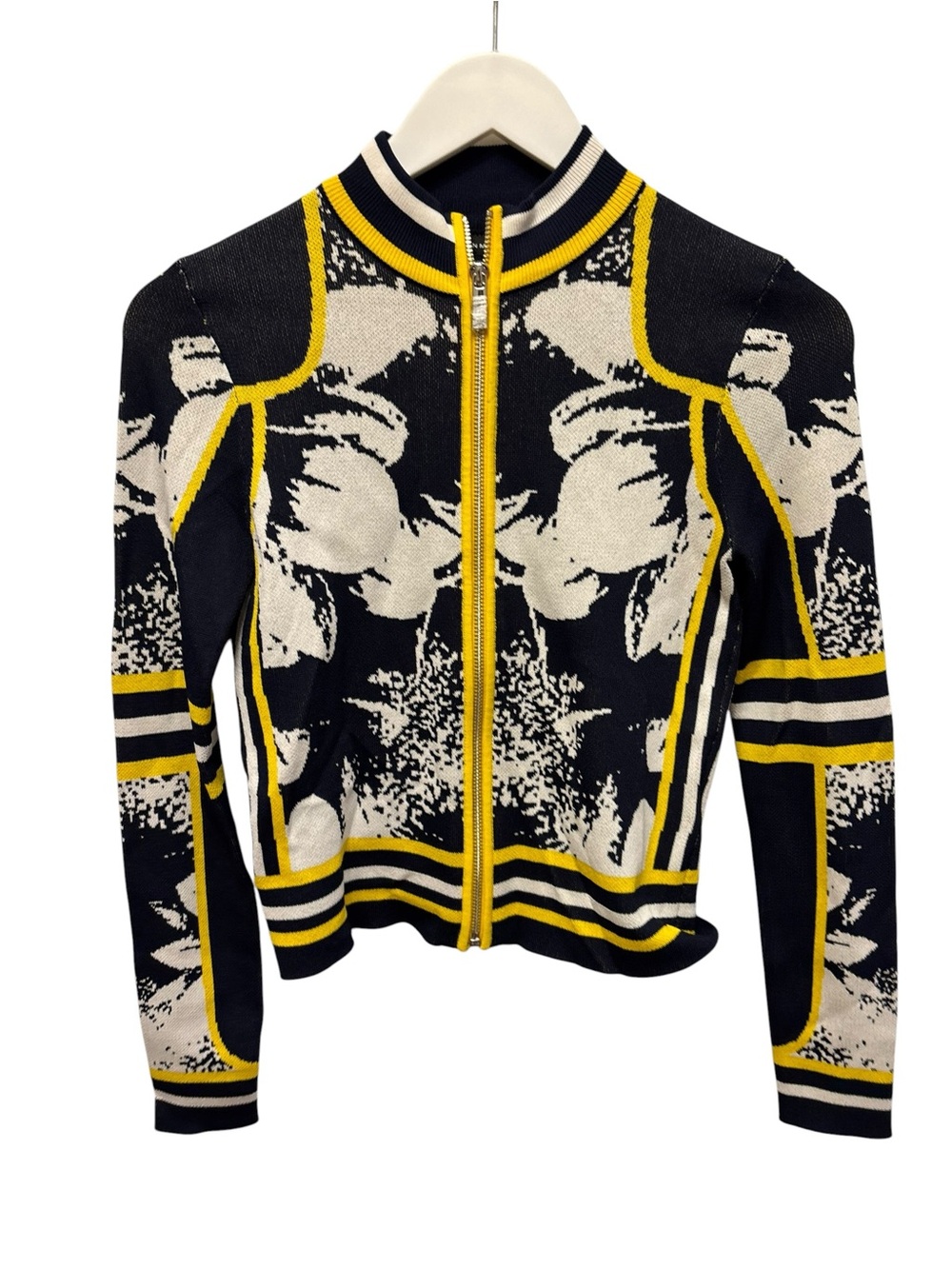 Karen Millen Floral Jacquard Zip Cardigan 🌼💛